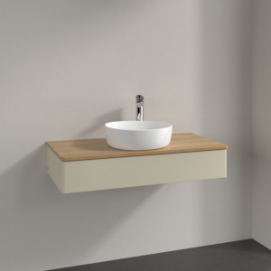 Villeroy und Boch Antao Waschtisch-Unterschrank K09051HJ 100x19x50cm, Hahnloch, Waschbeckenplattenfarbe honey oak, silk grey matt lacquer