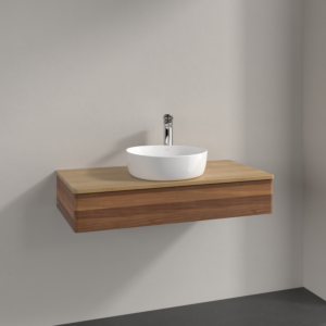 Villeroy und Boch Antao Waschtisch-Unterschrank K09051HM 100x19x50cm, Hahnloch, Waschbeckenplattenfarbe honey oak, warm walnut