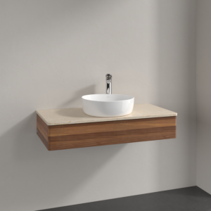 Villeroy &amp; Boch Antao vanity unit K09053HM 100x19x50cm, tap hole, washbasin top color botticino, warm walnut