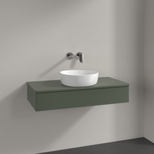 Villeroy &amp; Boch Antao vanity unit K09110HL 100x19x50cm, washbasin top color: leaf green matt lacquer