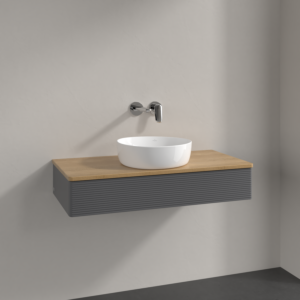 Villeroy &amp; Boch Antao vanity unit K09111GK 100x19x50cm, washbasin top color honey oak, anthracite matt lacquer