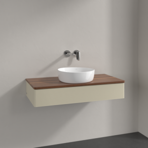 Villeroy und Boch Antao Waschtisch-Unterschrank K09112HJ 100x19x50cm, Waschbeckenplattenfarbe warm walnut, silk grey matt lacquer