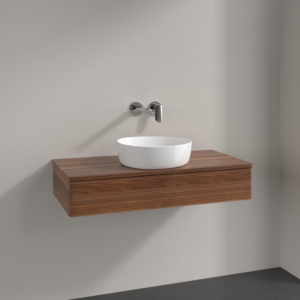 Meuble vasque Villeroy &amp; Boch Antao K09112HM 100 x 19 x 50 cm, plan vasque couleur noyer chaud, noyer chaud
