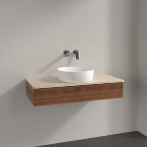 Villeroy &amp; Boch Antao vanity unit K09113HM 100x19x50cm, washbasin top color botticino, warm walnut