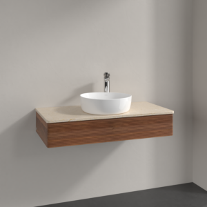Villeroy &amp; Boch Antao vanity unit K09153HM 100x19x50cm, tap hole, washbasin top color botticino, warm walnut