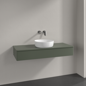 Meuble vasque Villeroy &amp; Boch Antao K10010HL 120 x 19 x 50 cm, coloris du plan vasque : laque mate vert feuille