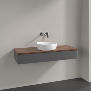Villeroy &amp; Boch Antao vanity unit K10012GK 120x19x50cm, washbasin top color warm walnut, anthracite matt lacquer