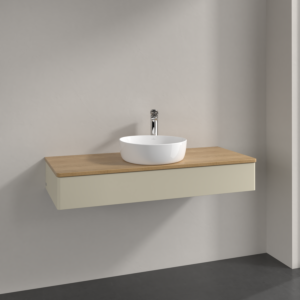 Villeroy und Boch Antao Waschtisch-Unterschrank K10051HJ 120x19x50cm, Hahnloch, Waschbeckenplattenfarbe honey oak, silk grey matt lacquer