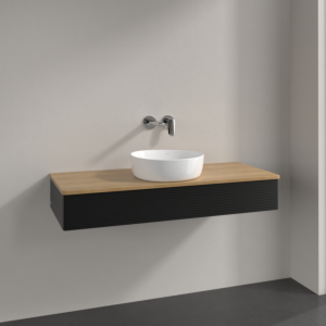 Villeroy und Boch Antao Waschtisch-Unterschrank K10111PD 120x19x50cm, Waschbeckenplattenfarbe honey oak, black matt lacquer