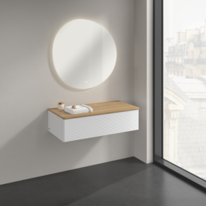 Villeroy und Boch Antao Sideboard K40101GF 100x26,8x50cm, Waschbeckenplattenfarbe honey oak, glossy white lacquer