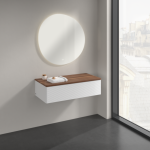 Villeroy und Boch Antao Sideboard K40102GF 100x26,8x50cm, Waschbeckenplattenfarbe warm walnut, glossy white lacquer