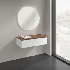 Villeroy &amp; Boch Antao sideboard K40102MT 100x26.8x50cm, washbasin top color warm walnut, white matt lacquer