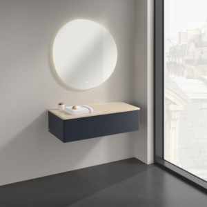 Villeroy &amp; Boch Antao sideboard K40103HG 100x26.8x50cm, washbasin top color botticino, midnight blue matt lacquer