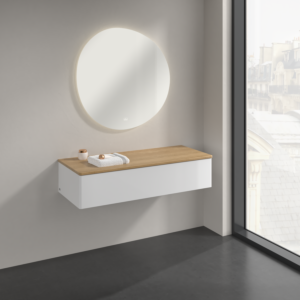 Villeroy &amp; Boch Antao Sideboard K41001GF 120x26.8x50cm, washbasin top color honey oak, glossy white lacquer