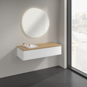 Villeroy und Boch Antao Sideboard K41001MT 120x26,8x50cm, Waschbeckenplattenfarbe honey oak, white matt lacquer