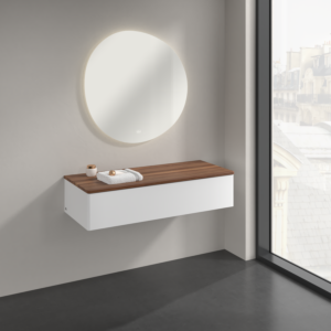 Villeroy &amp; Boch Antao sideboard K41002MT 120x26.8x50cm, washbasin top color warm walnut, white matt lacquer