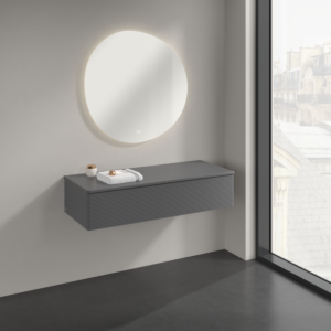 Buffet Villeroy &amp; Boch Antao K41100GK 120 x 26,8 x 50 cm, plan vasque laqué couleur anthracite mat