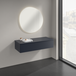 Buffet Villeroy &amp; Boch Antao K41100HG 120 x 26,8 x 50 cm, plan vasque laqué couleur bleu nuit mat