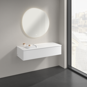 Buffet Villeroy &amp; Boch Antao K41100MT 120 x 26,8 x 50 cm, plan vasque laquée couleur, laque blanche mate