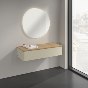 Villeroy &amp; Boch Antao sideboard K41101HJ 120x26.8x50cm, washbasin top color honey oak, silk grey matt lacquer