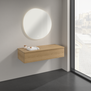 Buffet Villeroy &amp; Boch Antao K41101HN 120 x 26,8 x 50 cm, plan vasque couleur chêne miel, chêne miel