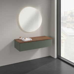 Villeroy und Boch Antao Sideboard K41102HL 120x26,8x50cm, Waschbeckenplattenfarbe warm walnut, leaf green matt lacquer