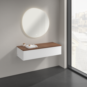 Villeroy &amp; Boch Antao sideboard K41102MT 120x26.8x50cm, washbasin top color warm walnut, white matt lacquer