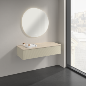 Villeroy &amp; Boch Antao sideboard K41103HJ 120x26.8x50cm, washbasin top color botticino, silk grey matt lacquer