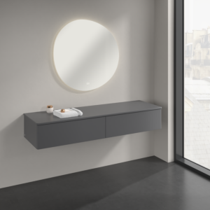 Buffet Villeroy &amp; Boch Antao K42000GK 160 x 26,8 x 50 cm, plan vasque laqué couleur anthracite mat