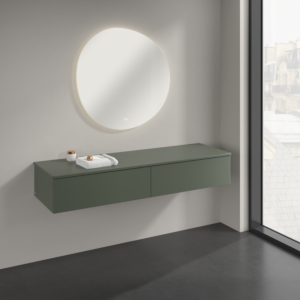 Buffet Villeroy &amp; Boch Antao K42000HL 160 x 26,8 x 50 cm, couleur du plan vasque : laque mate vert feuille