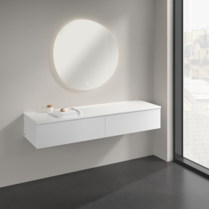 Buffet Villeroy &amp; Boch Antao K42000MT 160 x 26,8 x 50 cm, plan vasque laqué couleur, laque blanche mate