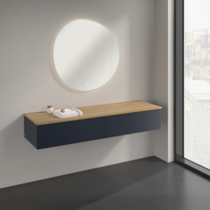 Villeroy &amp; Boch Antao Sideboard K42001HG 160x26.8x50cm, washbasin top color honey oak, midnight blue matt lacquer