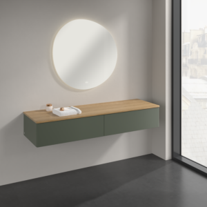 Villeroy und Boch Antao Sideboard K42001HL 160x26,8x50cm, Waschbeckenplattenfarbe honey oak, leaf green matt lacquer