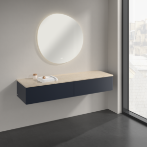 Villeroy und Boch Antao Sideboard K42003HG 160x26,8x50cm, Waschbeckenplattenfarbe botticino, midnight blue matt lacquer