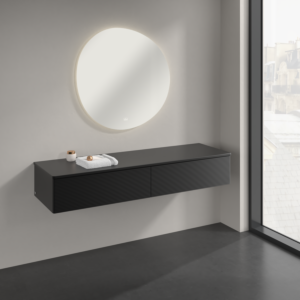 Villeroy &amp; Boch Antao sideboard K42100PD 160x26.8x50cm, washbasin top color lacquer, black matt lacquer