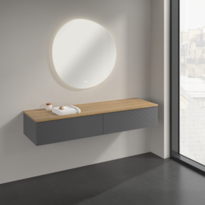 Villeroy und Boch Antao Sideboard K42101GK 160x26,8x50cm, Waschbeckenplattenfarbe honey oak, anthracite matt lacquer