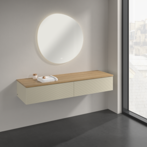 Villeroy &amp; Boch Antao sideboard K42101HJ 160x26.8x50cm, washbasin top color honey oak, silk grey matt lacquer