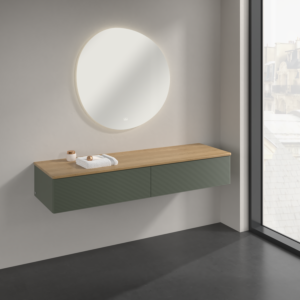 Villeroy &amp; Boch Antao Sideboard K42101HL 160x26.8x50cm, washbasin top color honey oak, leaf green matt lacquer