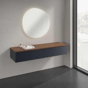 Villeroy &amp; Boch Antao Sideboard K42102HG 160x26.8x50cm, washbasin top color warm walnut, midnight blue matt lacquer