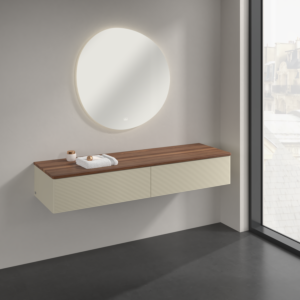 Villeroy &amp; Boch Antao sideboard K42102HJ 160x26.8x50cm, washbasin top color warm walnut, silk grey matt lacquer