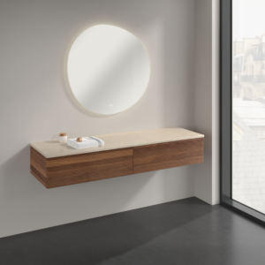 Villeroy und Boch Antao Sideboard K42103HM 160x26,8x50cm, Waschbeckenplattenfarbe botticino, warm walnut