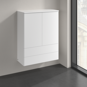 Villeroy &amp; Boch Antao Highboard K47000MT 2 doors, 814 x 1039 x 356 mm, smooth front, white matt lacquer