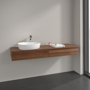 Villeroy und Boch Antao Waschtisch-Unterschrank L15152HM 160x19x50cm, Hahnlochbohrung, Waschbeckenplattenfarbe warm walnut, warm walnut