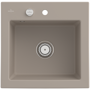 Villeroy and Boch Subway 50 S built-in sink 331502AM with drain fitting, eccentric operation, 525 x 510 mm, almond CeramicPlus