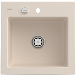 Villeroy and Boch Subway 50 S built-in sink 331502FU with drain fitting, eccentric operation, 525 x 510 mm, ivory CeramicPlus