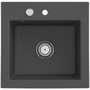 Évier à encastrer Villeroy et Boch Subway 50 S 331502i4 avec garniture de vidage , commande excentrique, 525 x 510 mm, graphite CeramicPlus