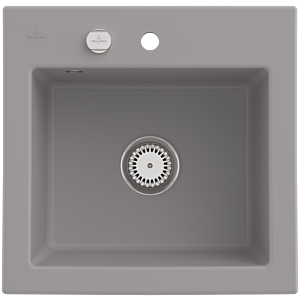 Villeroy and Boch Subway 50 S built-in sink 331502KD with drain fitting, eccentric operation, 525 x 510 mm, fossil CeramicPlus