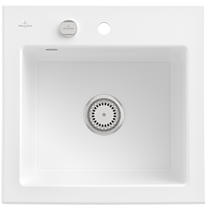 Villeroy and Boch Subway 50 S built-in sink 331502R1 with drain fitting, eccentric operation, 525 x 510 mm, white alpine CeramicPlus