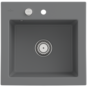 Villeroy and Boch Subway 50 S built-in sink 331502SL with drain fitting, eccentric operation, 525 x 510 mm, stone CeramicPlus