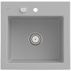 Villeroy and Boch Subway 50 S built-in sink 331502SM with drain fitting, eccentric operation, 525 x 510 mm, steam CeramicPlus